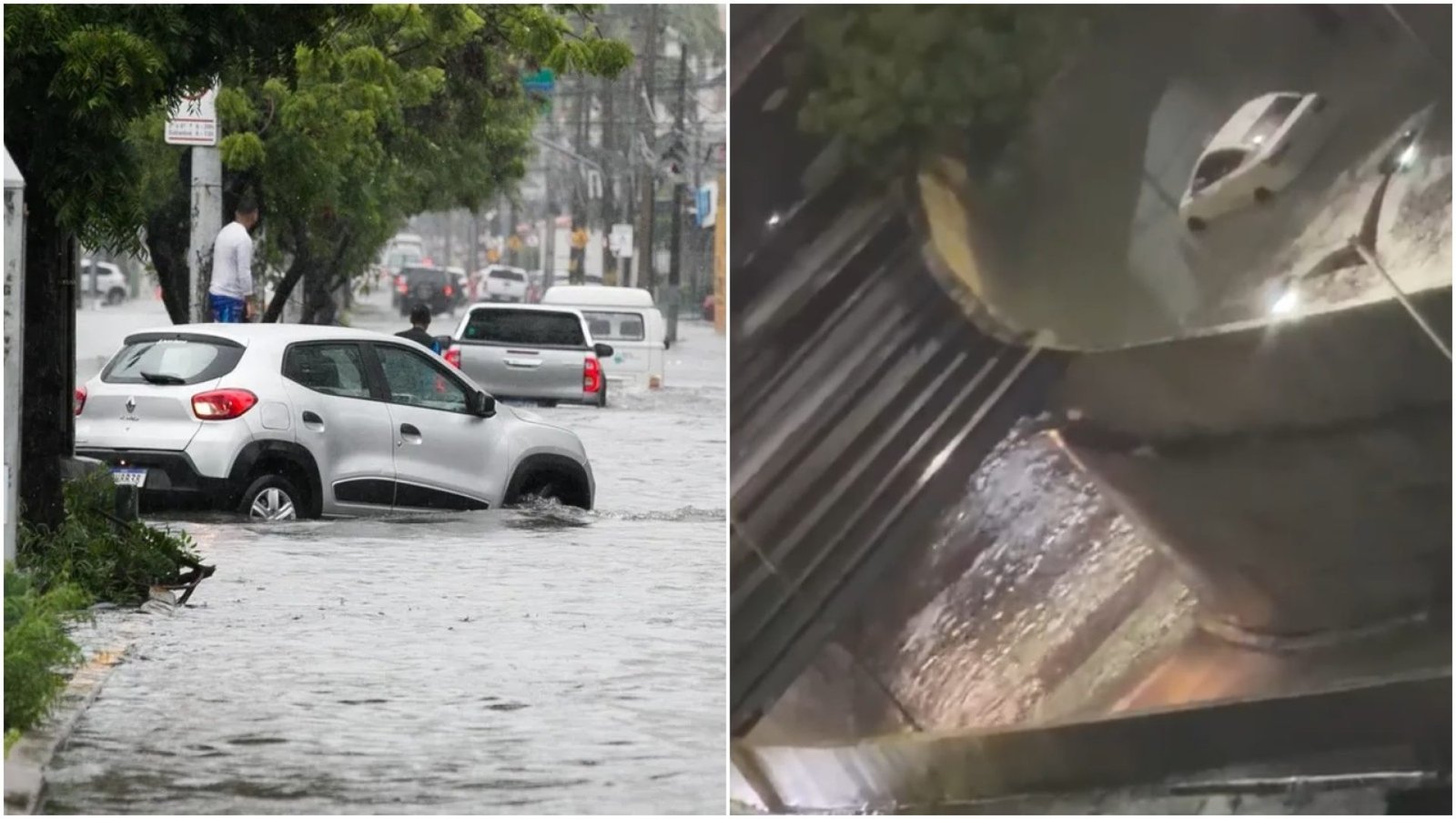 lâminas de água que chegaram a cerca de 30 centímetros, dificultando o tráfego e
