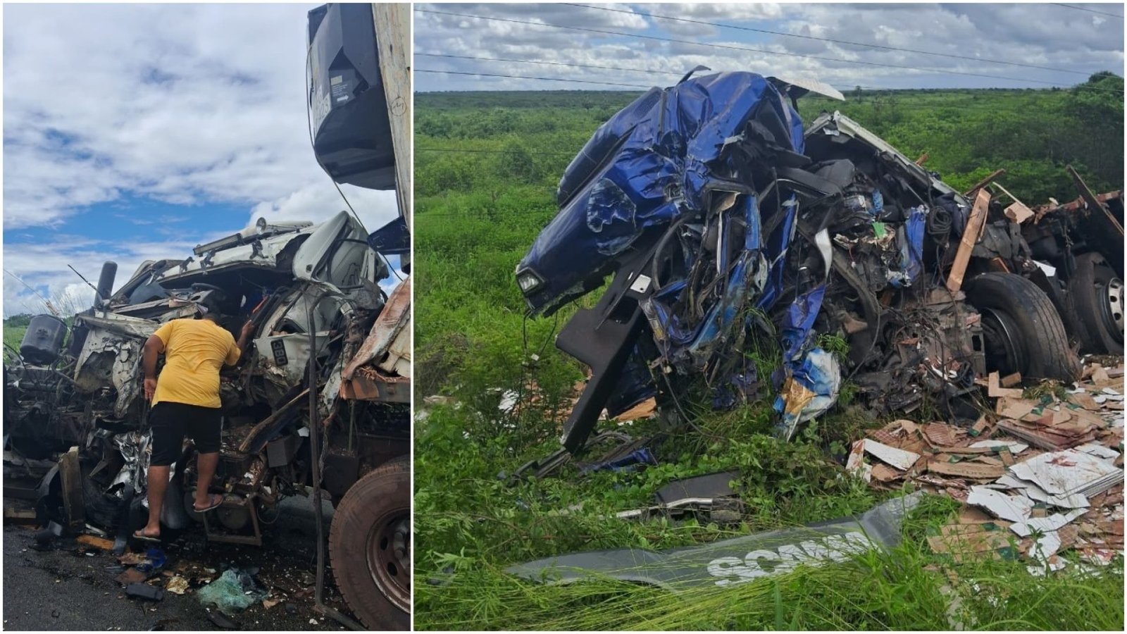 Colisão entre carreta e caminhão causa bloqueio parcial na Ce-138 em Morada Nova