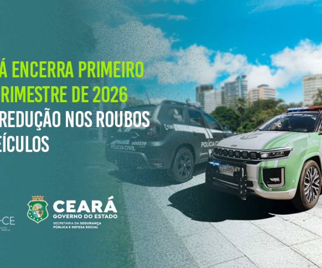 Ceará registra queda acentuada de 59,4% nos roubos de veículos no início de 2026