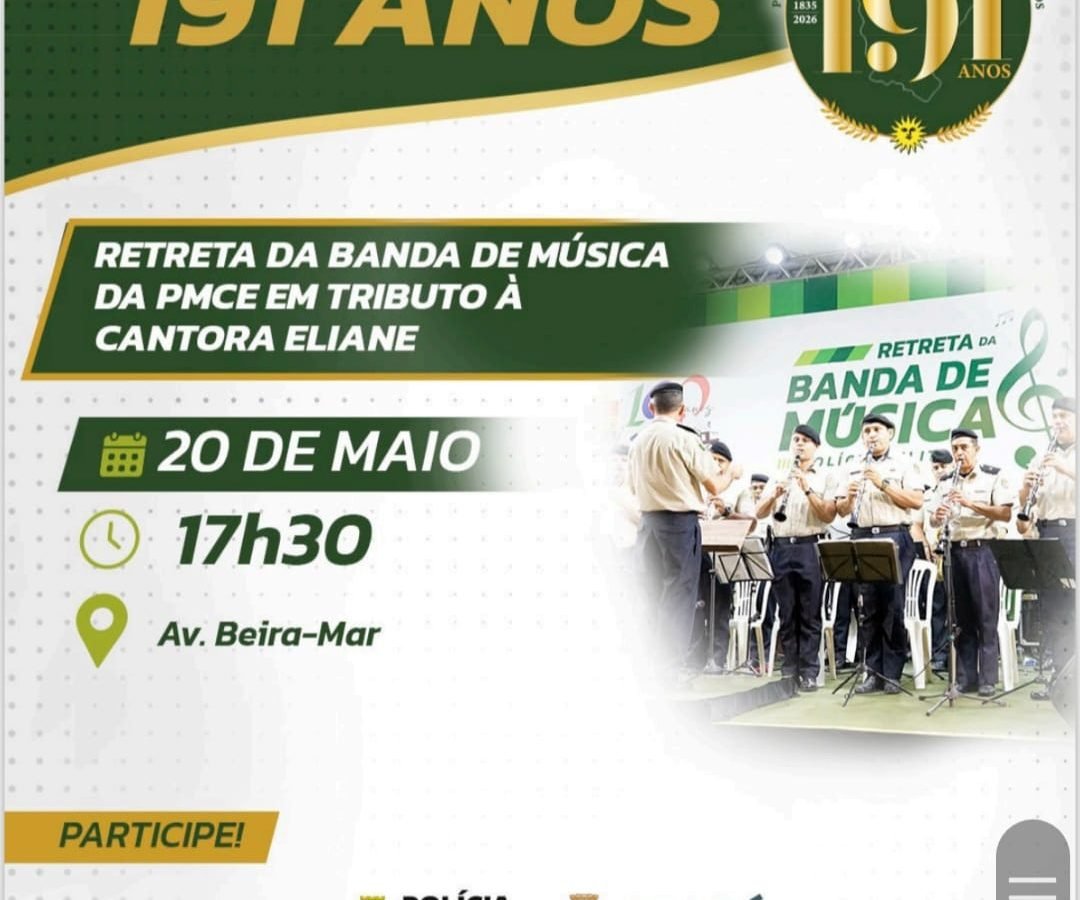 Banda da Polícia Militar do Ceará celebra 191 anos com tributo à cantora Eliane
