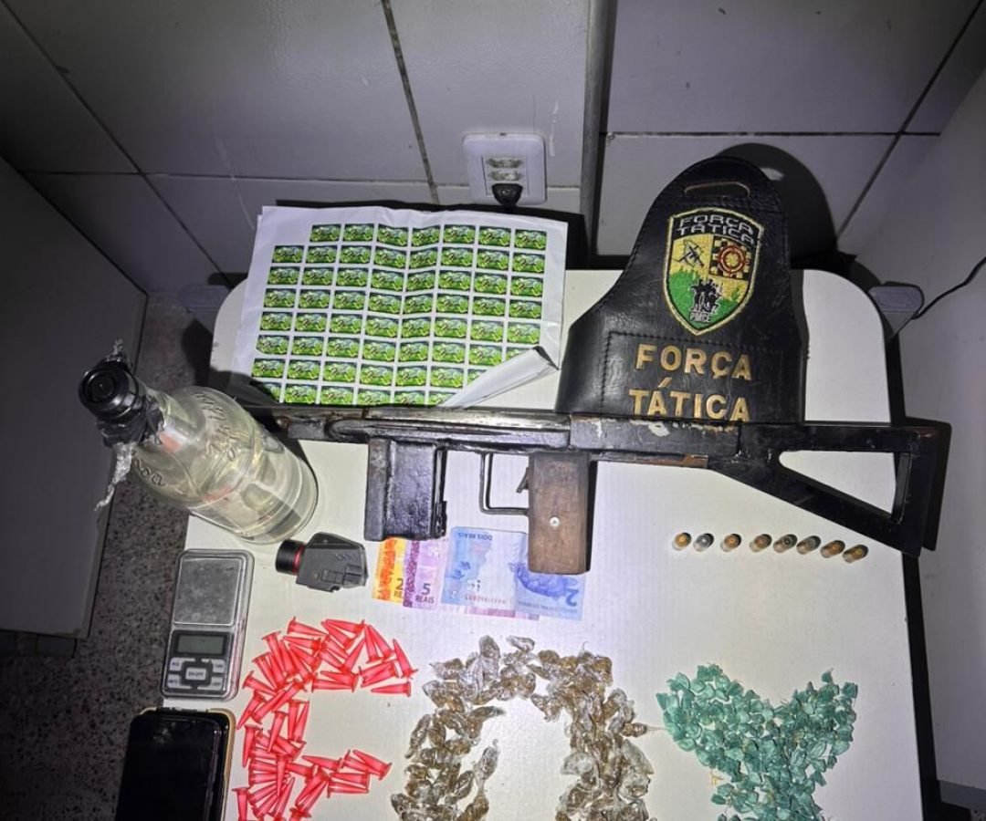 Apreensão de arma artesanal e drogas mobiliza Força Tática em Fortaleza