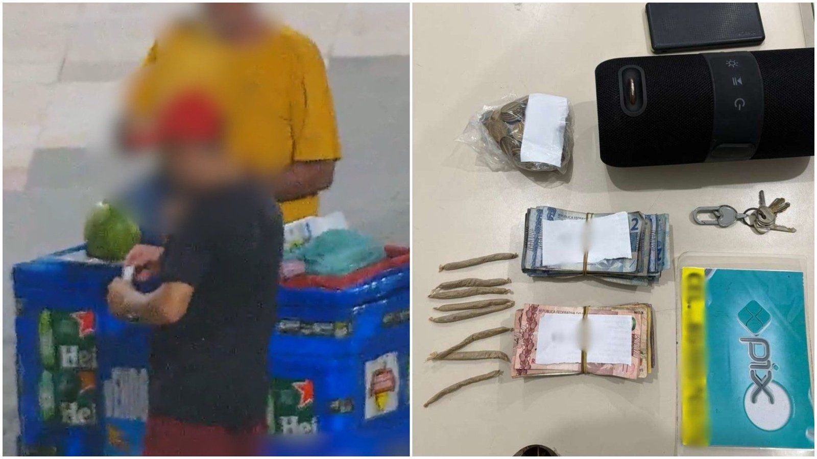 suspeita de vender drogas em carrinho na Beira-Mar, em Fortaleza Um vendedor amb