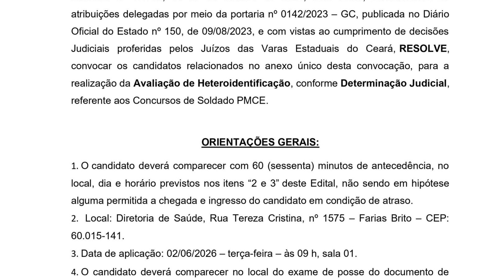 Concurso da PMCE convoca candidatos PARA procedimento DE heteroidentificação