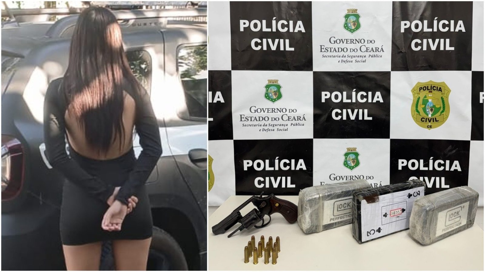 tando drogas, uma arma e munições em um ônibus de viagem em Juazeiro do Norte,no