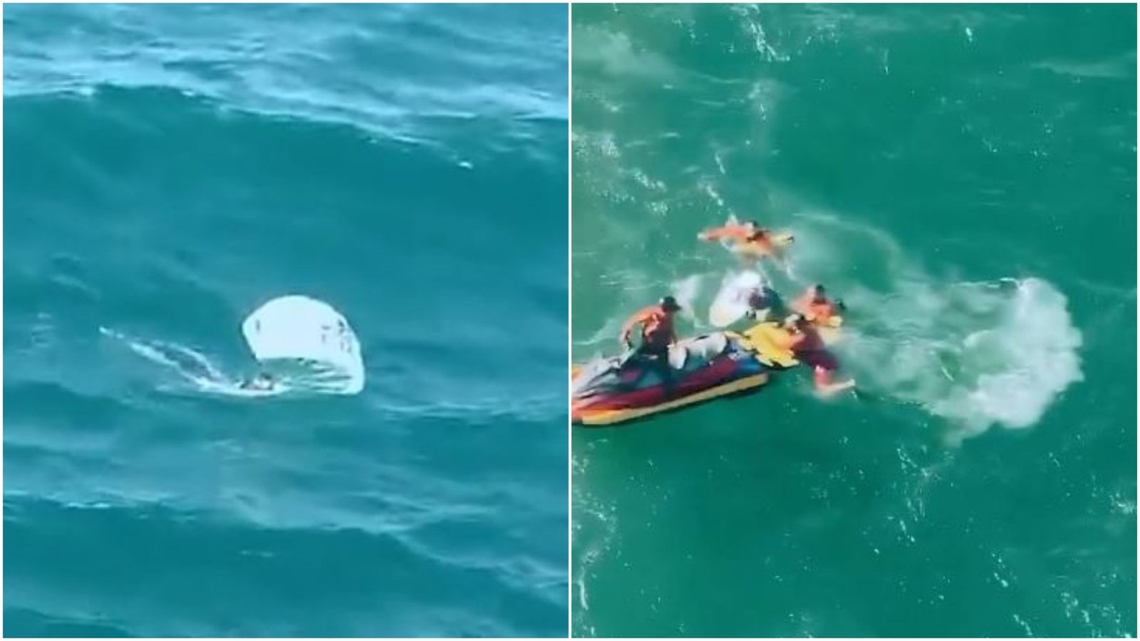 uma testemunha, que informou que o kitesurfista estava no mar quando a pipa caiu
