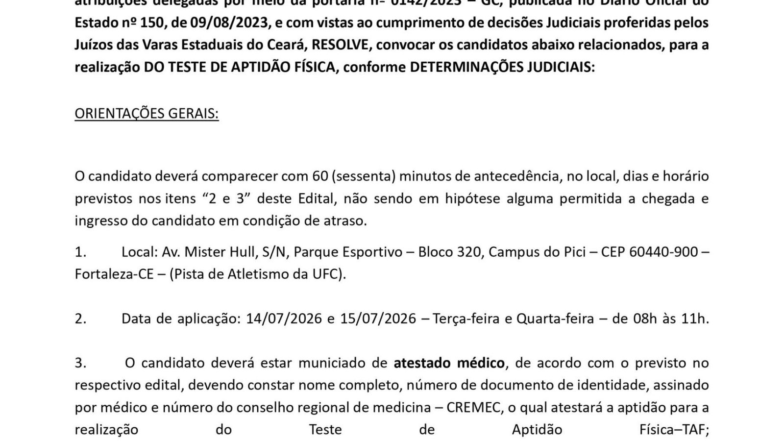 Convocação PMCE: Justiça reabre etapa DE TESTE DE Aptidão Física PARA concursos antigos da Polícia Militar do Ceará