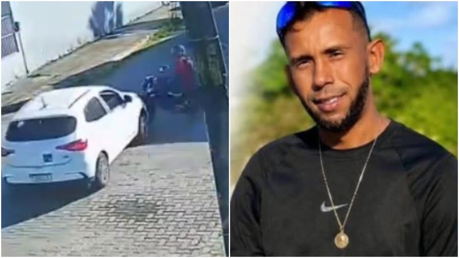 uma câmera de segurança. As imagens mostram que o carro iria cruzar a via quando