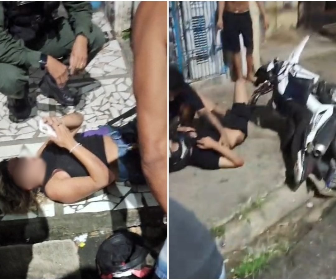 testemunhas logo após o acidente mostram os ocupantes das motocicletas caídos no