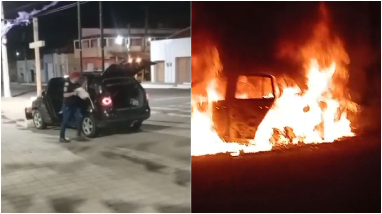 Incêndio de veículo em Caririaçu: carro é destruído após colisão com cruz em frente a igreja